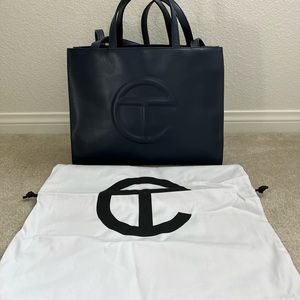 Authentic Medium Navy Telfar Shopping Tote